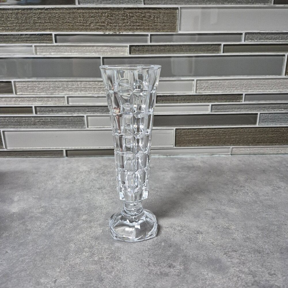 CLEARANCE Vintage Crystal Square Cut Cubist Vase